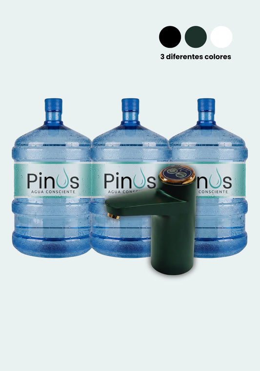Pack Inicial: 3 Bidones 20L + Dispensador Bomba USB Pro